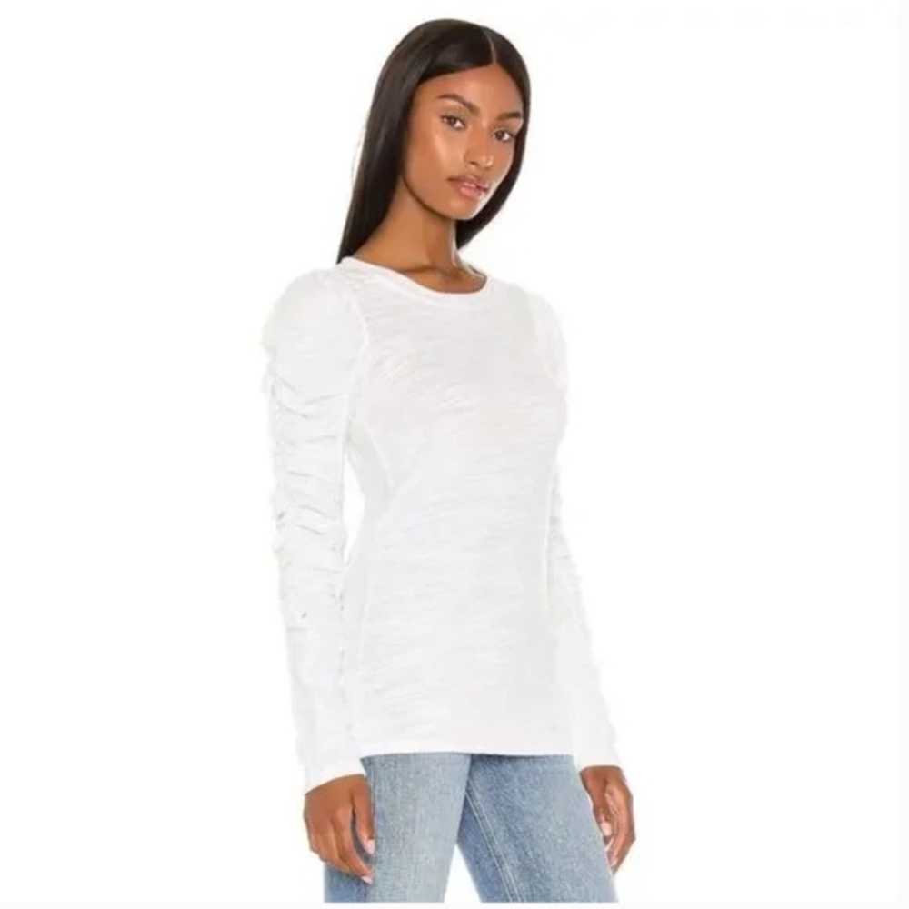 Free People We The Free Natasha White Ruffle Ruched Long Sleeve Size Small